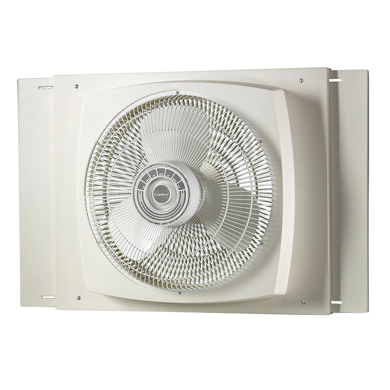 Front of Lasko 16″ Electrically Reversible Window Fan model 2155A