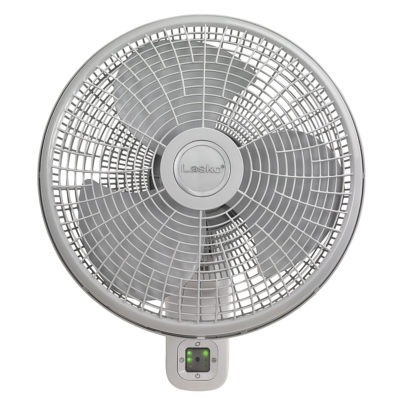 Front view of Lasko Oscillating Wall Mount Fan with 3 Speeds and Remote Control Model M16950